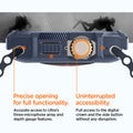 ACS07382 - Apple Watch (49mm) Rugged Armor in Navy Blue showing precise opening for full functionality. Accurate access to Ultra's three-microphone array and depth gauge features. Uninterrupted accessibility. Full access to the digital crown and the side button without any disruption.