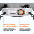 ACS07384 - Apple Watch (49mm) Rugged Armor in White showing precise opening for full functionality. Accurate access to Ultra's three-microphone array and depth gauge features. Uninterrupted accessibility. Full access to the digital crown and the side button without any disruption.