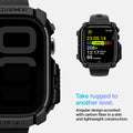 ACS08585 - Apple Watch 10 (42mm) Case Rugged Armor in Matte Black angular design accented with carbon fiber in a slim and lightweight construction. Take rugged to another level.