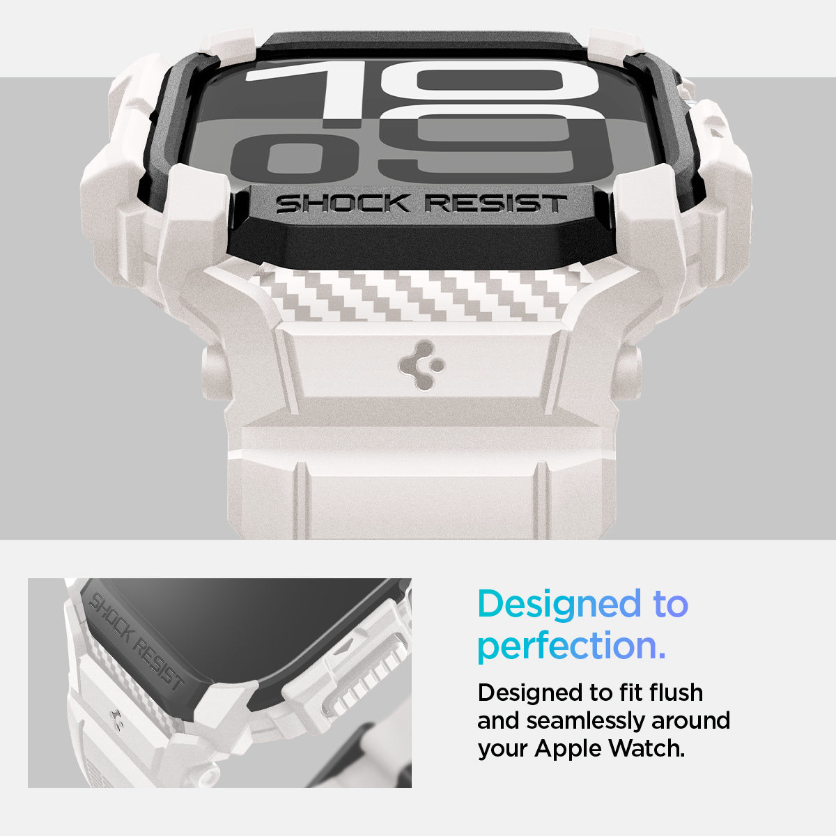 ACS08593 - Apple Watch 10 (42mm) Case Rugged Armor Pro in Dune Beige designed to fit flush  and seamlessly around your apple watch. 