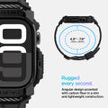 ACS08591 - Apple Watch 10 (42mm) Case Rugged Armor Pro in Matte Black angular design accented with carbon fiber in a slim and lightweight construction. (125mm-200mm)