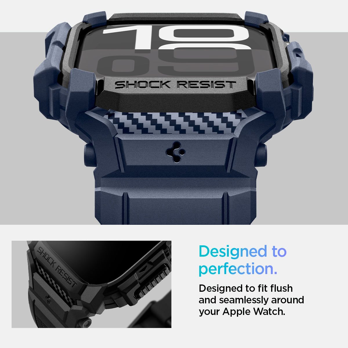 ACS08592 - Apple Watch 10 (42mm) Case Rugged Armor Pro in Navy Blue 
designed to fit flush  and seamlessly around your apple watch. 