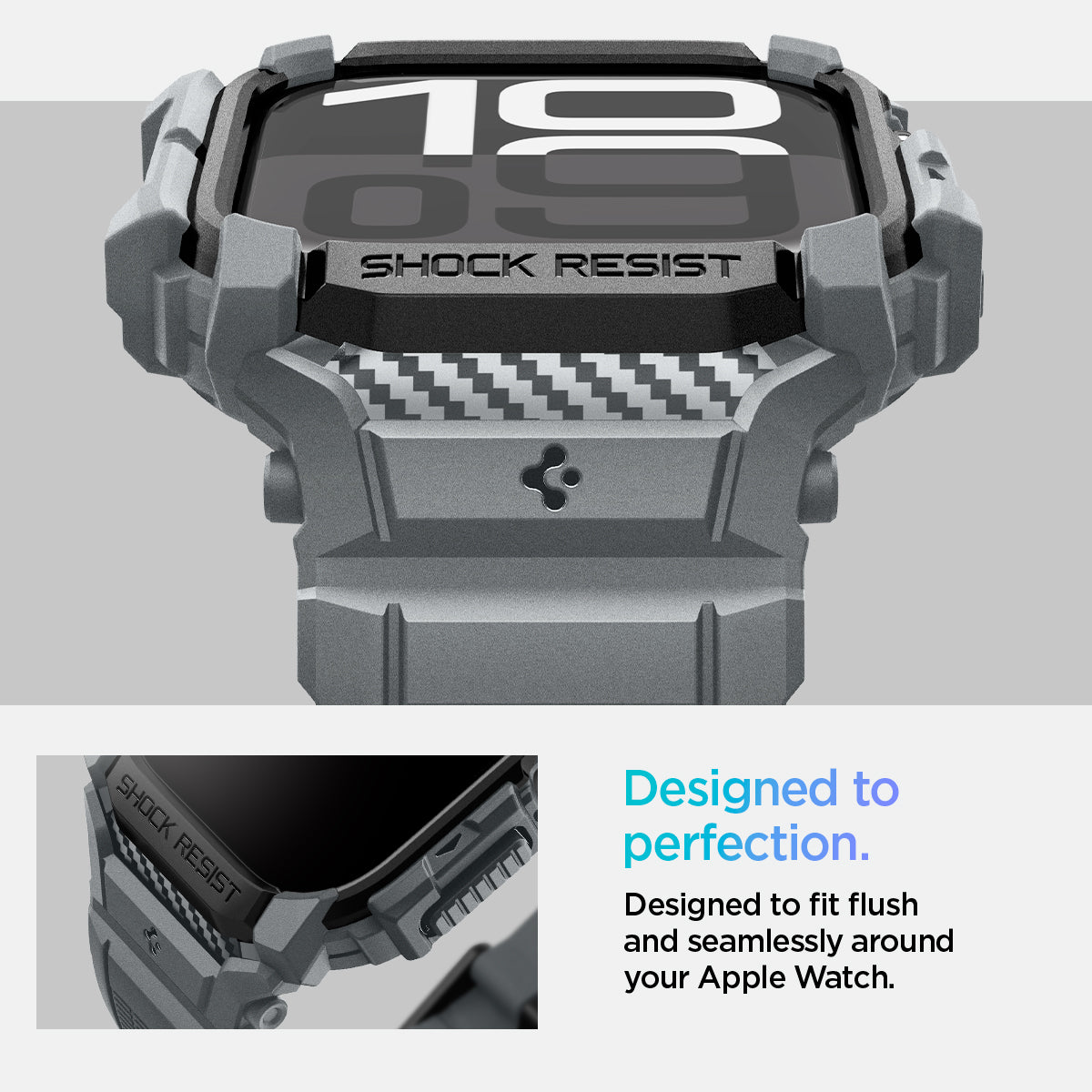 ACS08605 - Apple Watch 10 (46mm) Case Rugged Armor Pro in Dark Gray designed to fit flush  and seamlessly around your apple watch. 