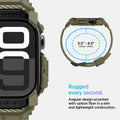 ACS08608 - Apple Watch 10 (46mm) Case Rugged Armor Pro in Vintage Khaki angular design accented with carbon fiber in a slim and lightweight construction. (140mm-215mm)