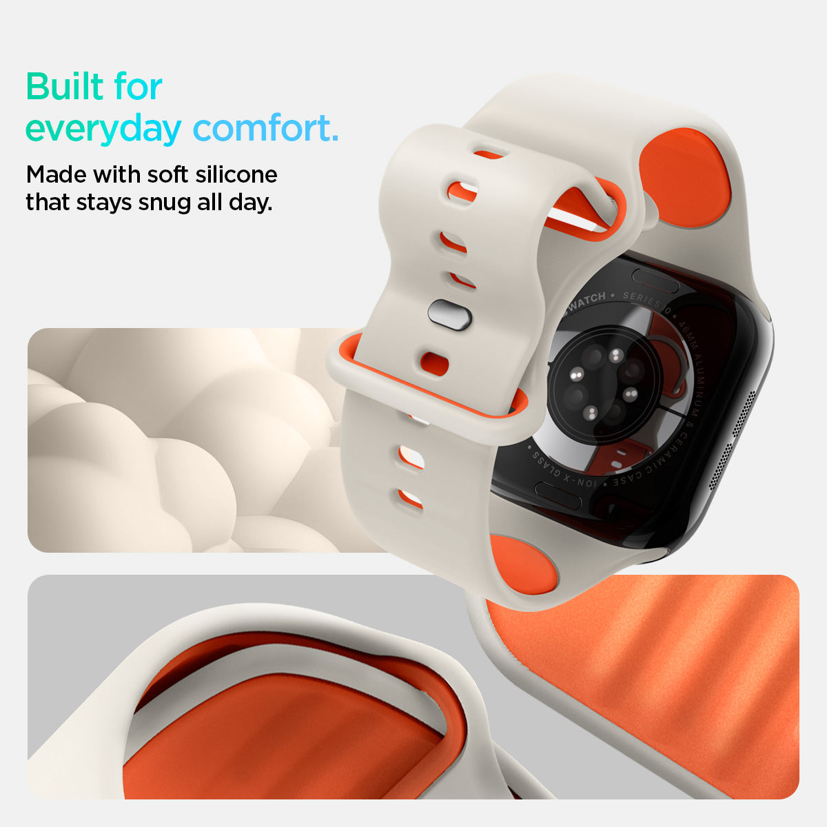 AMP09323 - Apple Watch Series - Nano Pop 46mm in Orange Beige built for everyday comfort. Made with soft silicone that stays snug all day.