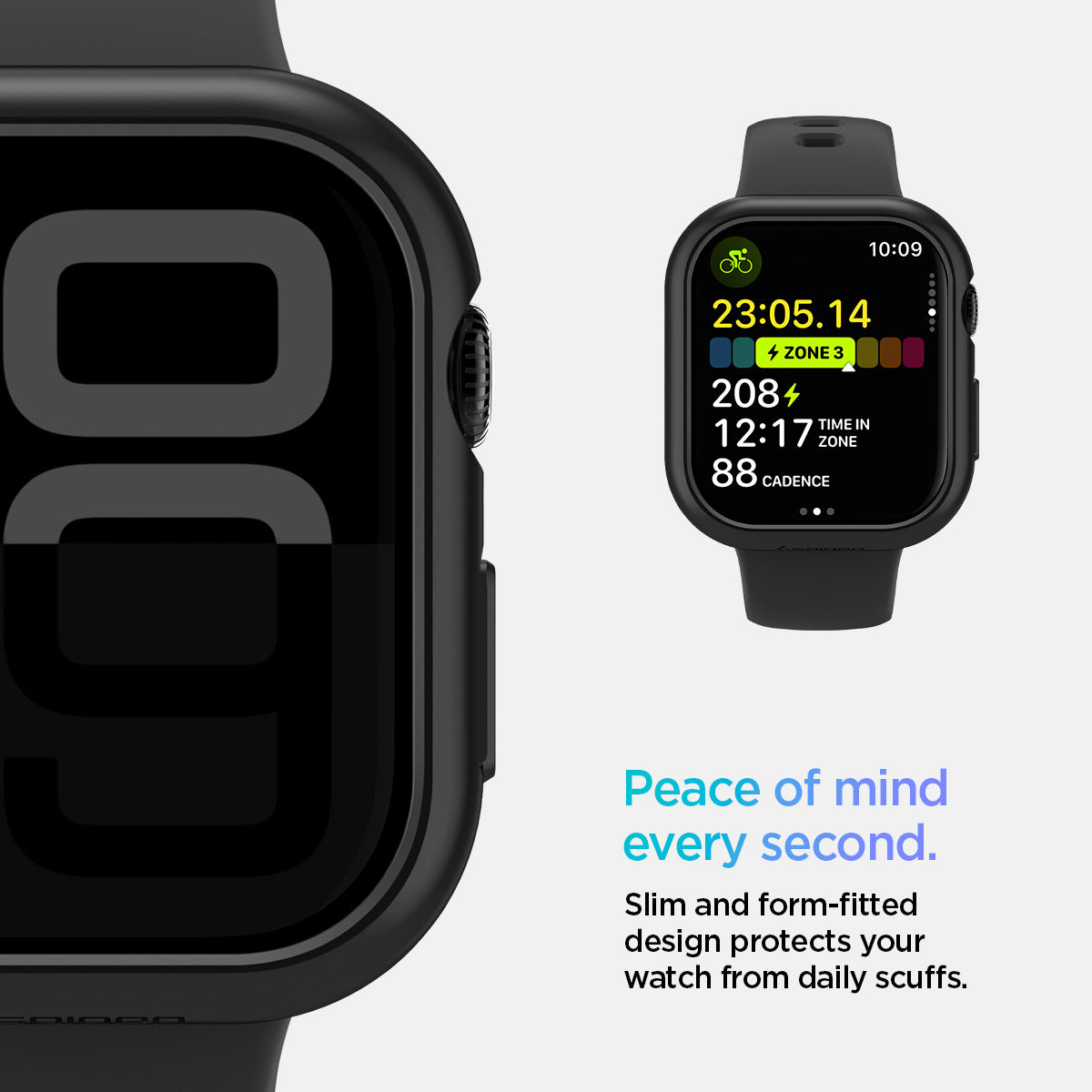 ACS08588 - Apple Watch 10 (42mm) Case Thin Fit in Black slim and form fitted design protects your watch from daily scuffs. Peace of mind every second.