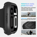 ACS08588 - Apple Watch 10 (42mm) Case Thin Fit in Black daily defense from unwanted scratches with durable polycarbonate material. Adventure ready, protected daily. Lifted bezel around the watch face for bump protection.
