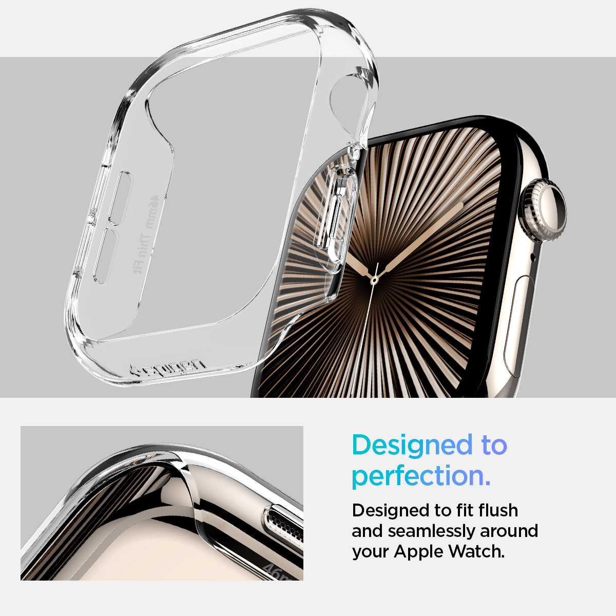 ACS08602 - Apple Watch 10 (46mm) Case Thin Fit in Crystal Clear designed to fit flush and seamlessly around your apple watch. Designed to perfection.