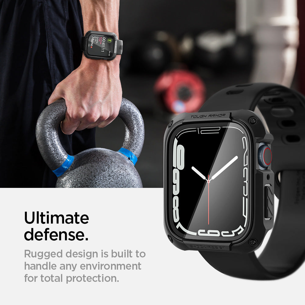 ACS04191 - Apple Watch Series (41mm) Case Tough Armor in black has rugged design is built to handle any environment for total protection. Ultimate defense.