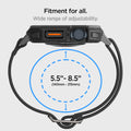 ACS07103 - Apple Watch (45mm) Lite Fit Pro in Matte Black showing the fitment for all. Wide range of adjustability 5.5