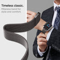 ACS04585 - Apple Watch Series (Apple Watch (45mm) Case Metal Fit Pro in graphite showing the timeless classic. Milanese band for style and comfort