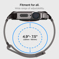 ACS04587 - Apple Watch (41mm) Metal Fit Pro in Graphite showing the fitment for all. Wide range of adjustability. 4.9: - 7.5