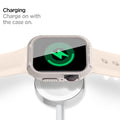 ACS07379 - Apple Watch (45mm) Rugged Armor in Dune Beige charging on with the case on.