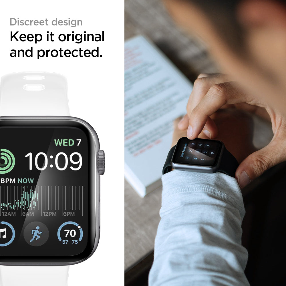 AFL00922 - Apple Watch (44mm) Screen Protector ProFlex EZ Fit in Clear showing the discreet design. Keep it original and protected