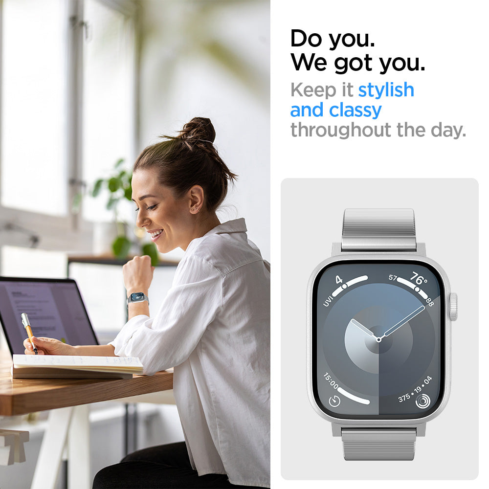 AMP07224 - Apple Watch (49mm) Sleek Link in Silver keep it stylish and classy throughout the day. Do you. We got you