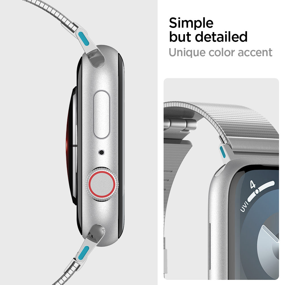 AMP07225 - Apple Watch (41mm) Sleek Link in Silver unique color accent. Simple but detailed.