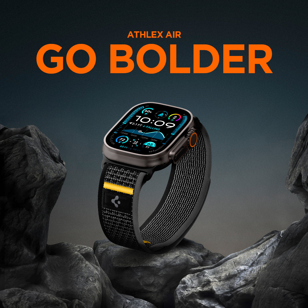 AMP09033 - Apple Watch 10 (46mm) Athlex Air in Active Black showing the athlex air go bolder