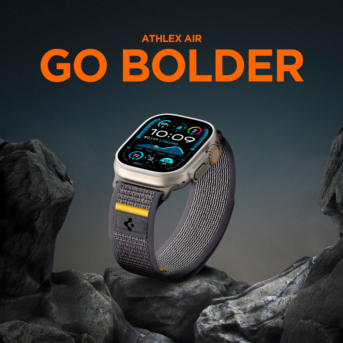 AMP09034 - Apple Watch 10 (46mm) Athlex Air in Active Gray showing the athlex air go bolder