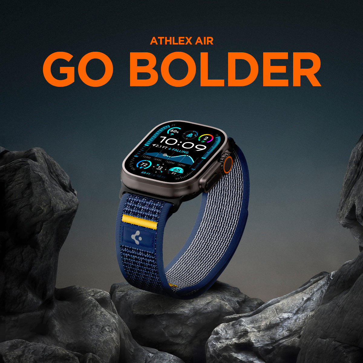 AMP09036 - Apple Watch 10 (46mm) Athlex Air in Active Navy showing the athlex air go bolder