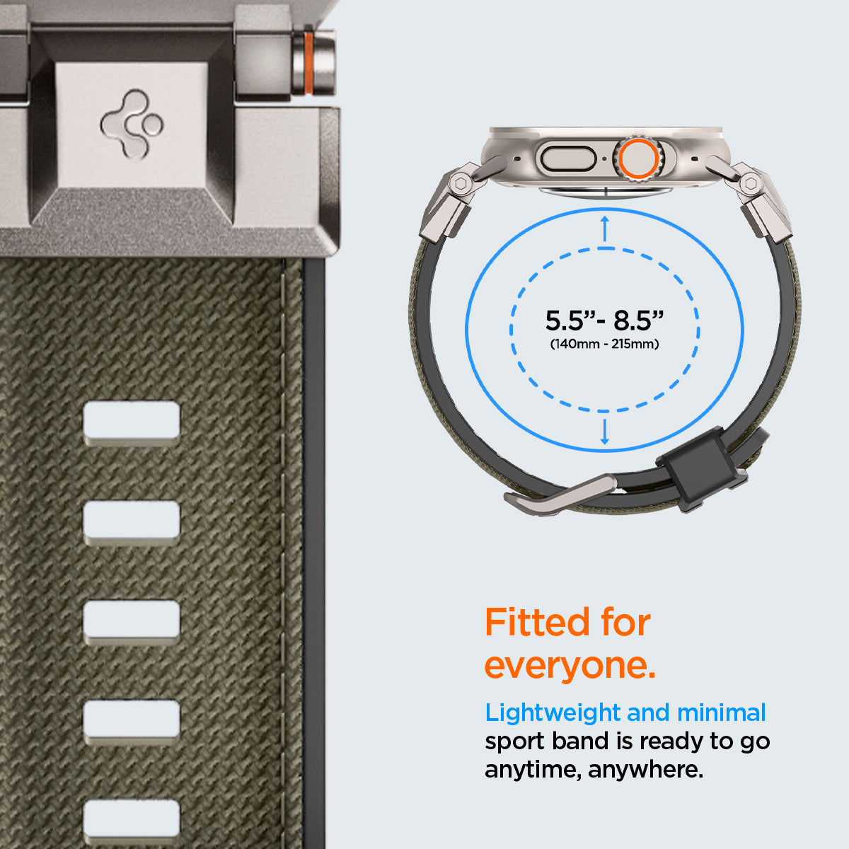 AMP09102 - Apple Watch Ultra (49mm) DuraPro Armor in Military Green lightweight and minimal sport band is ready to go anytime, anywhere.