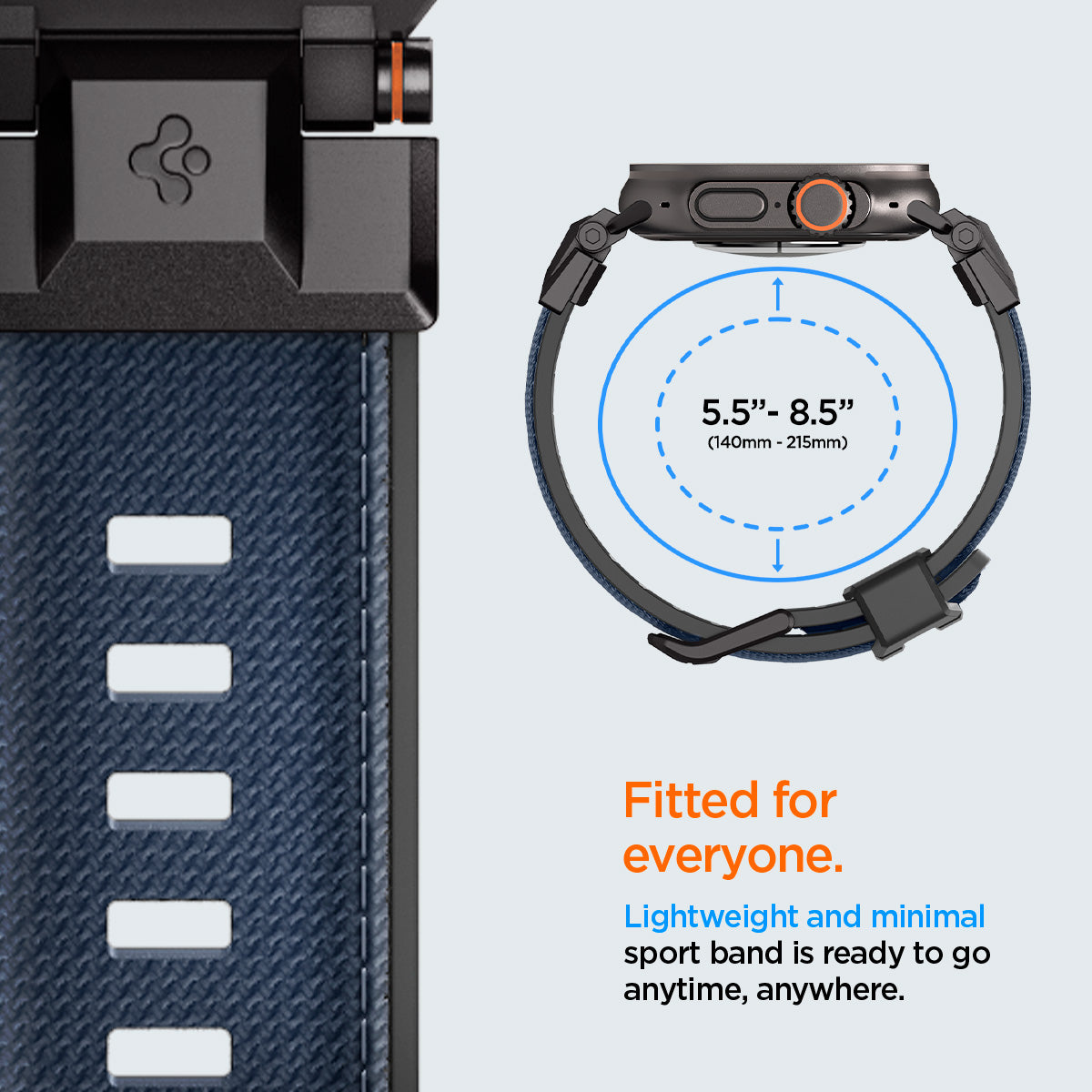 AMP09103 - Apple Watch Ultra (49mm) DuraPro Armor in Navy Blue lightweight and minimal sport band is ready to go anytime, anywhere.