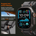 AMP09229 - Apple Watch Ultra (49mm) DuraPro Armor in Black Edition is ready for performance premium PU band wraps around for all day comfort. rugged design accented with durable orange connctor.