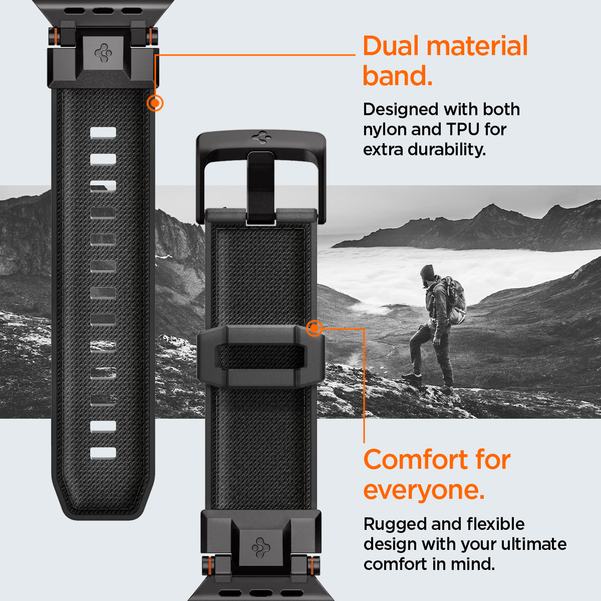 AMP09229 - Apple Watch Ultra (49mm) DuraPro Armor in Black Edition designed with both PU and TPU for extra durability. Rugged and flexible design with your ultimate comfort in mind.