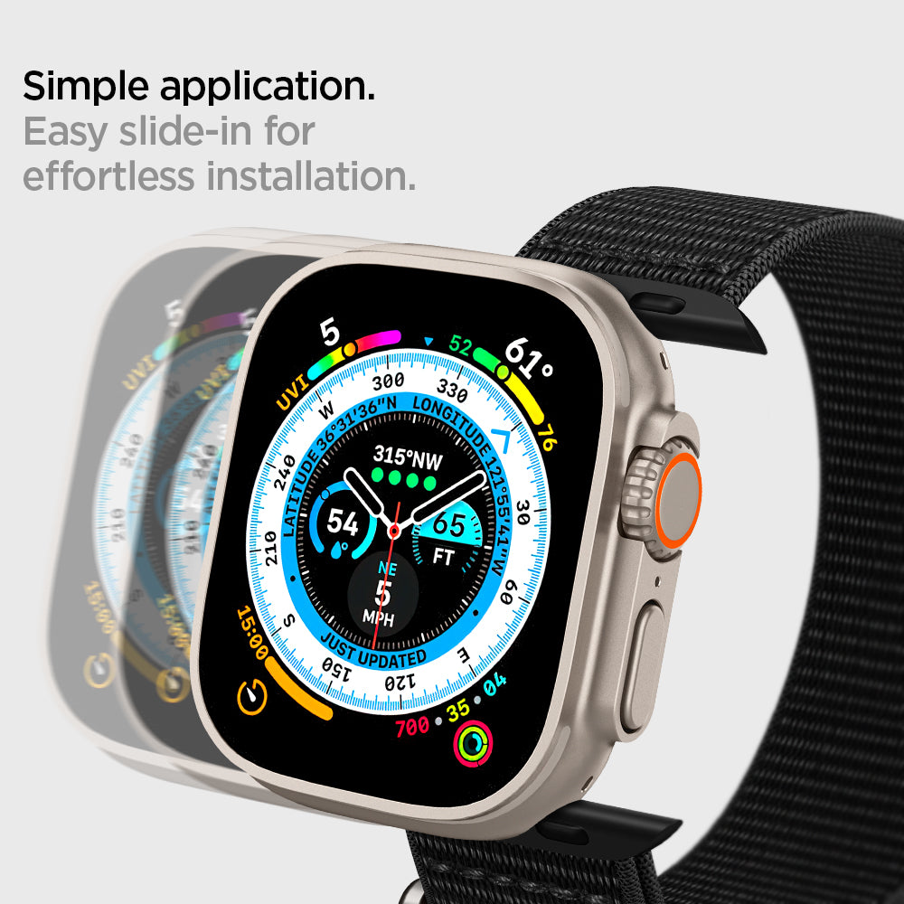 AMP02465 - Apple Watch Series (Apple Watch (49mm)/Apple Watch (45mm)/Apple Watch (42mm)) Watch Band DuraPro Flex in black easy slide in for effortless installation. Simple application.