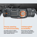 ACS07390 - Apple Watch (49mm) Rugged Armor Pro in Dark Gray showing precise opening for full functionality. Accurate access to Ultra's three-microphone array and depth gauge features. Uninterrupted accessibility. Full access to the digital crown and the side button without any disruption.