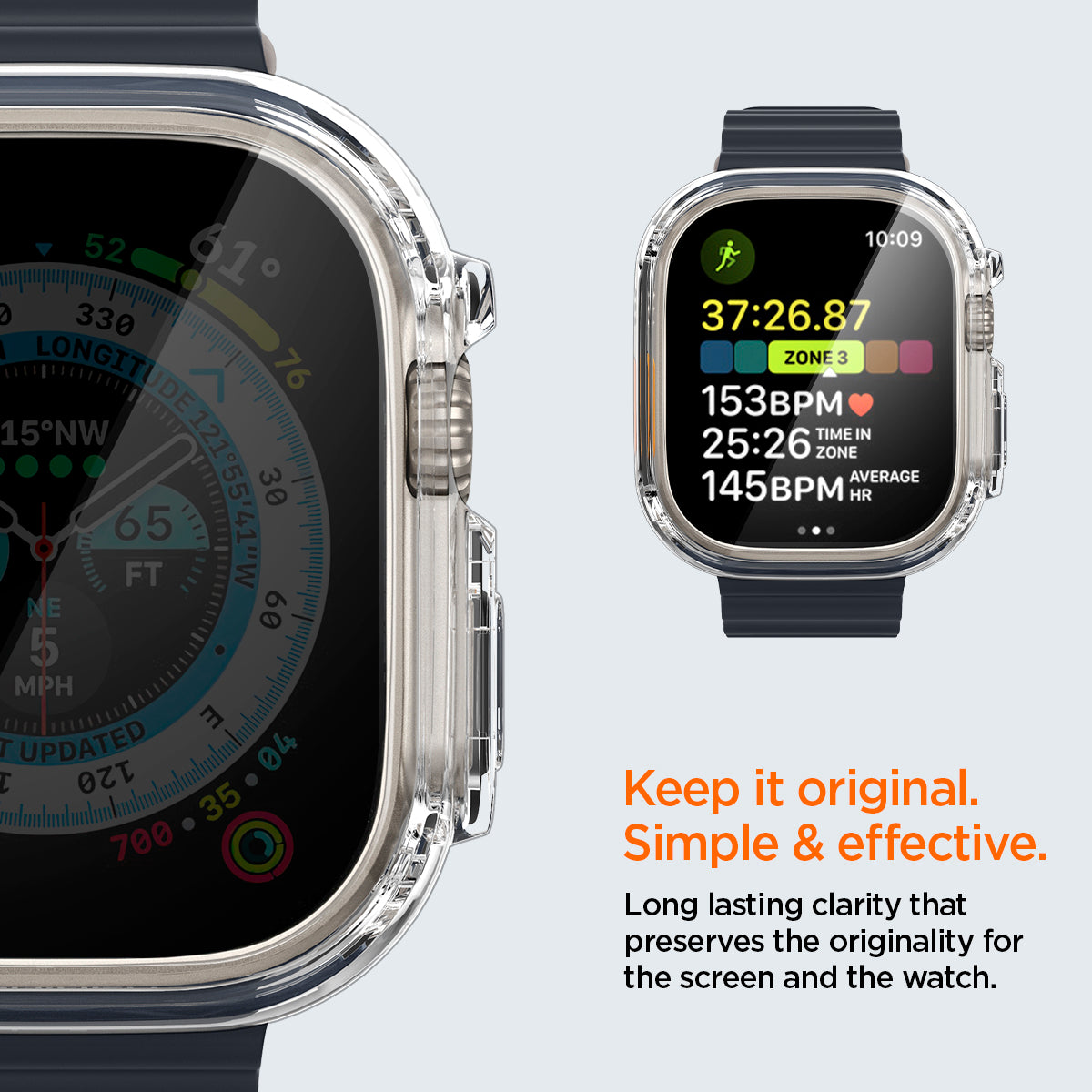 ACS05459 - Apple Watch Ultra (Apple Watch (49mm)) Case Ultra Hybrid in crystal clear long  lasting clarity that preserves the originality for the screen and the watch. Keep it original simple and effective.