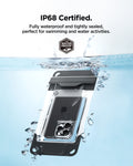 ACS09306 - AquaShield Waterproof Phone Pouch | A602 in Black showing the IP68 Certified. Fully waterproof and tightly sealed, perfect for swimming and water activities