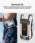 ACS09306 - AquaShield Waterproof Phone Pouch | A602 in Black showing the universal Fit. Features a dedicated strap for comfort and stability, with exceptional storage for all your essentials. Strap 51.18x0.63in x 5.12x10.79in