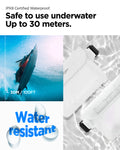 AMP06022 - AquaShield Waterproof Waist Bag (2 Pack) A620 in Snow White showing the IPX8 Certified Waterproof, safe to use underwater to 30 meters (30M / 100FT)