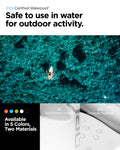 AMP06026 - AquaShield Waterproof Bag A630 in Snow White showing the ipx6 certified waterproof, safe to use in water for outdoor activity, 2L translucent material and 20L opaque material, available in 5 colors