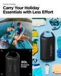 AMP07226 - AquaShield Waterproof Bag A631 in Black showing the family-friendly, carry your holiday essentials with less effort, 30L backpack design