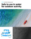 AMP07226 - AquaShield Waterproof Bag A631 in Black showing the IPX5 certified waterproof, safe to use in water for outdoor activity