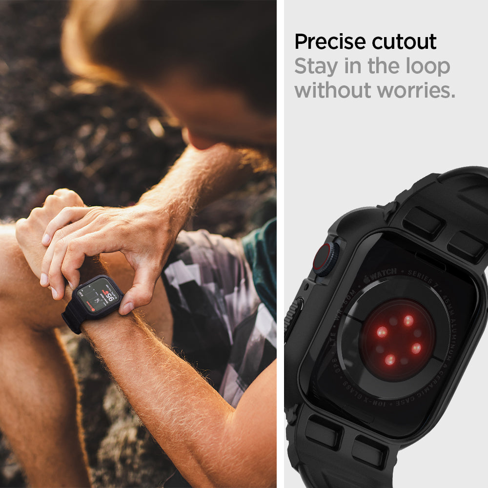 ACS00546 - Apple Watch Series (Apple Watch (41mm)) Case Rugged Armor Pro in black precise cutout stay in the loop without worries.
