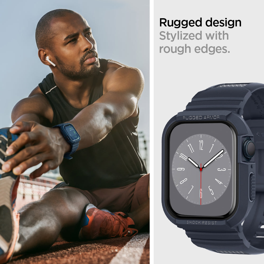ACS00819 - Apple Watch Series (Apple Watch (45mm)) Case Rugged Armor Pro in charcoal gray rugged design stylized with rough edges.