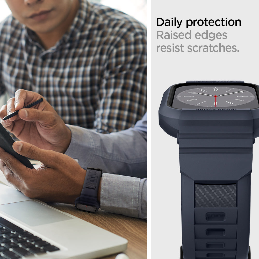 ACS00819 - Apple Watch Series (Apple Watch (45mm)) Case Rugged Armor Pro in charcoal gray shows daily protection raised edges resist scratches.