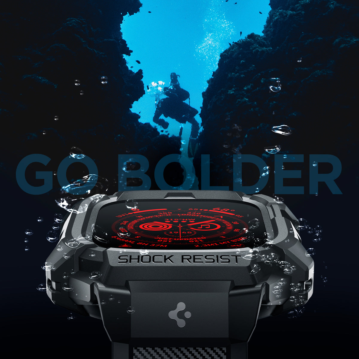 ACS05460 - Apple Watch Series (Apple Watch (49mm)) in matte black go bolder. Shows the depths of the sea.