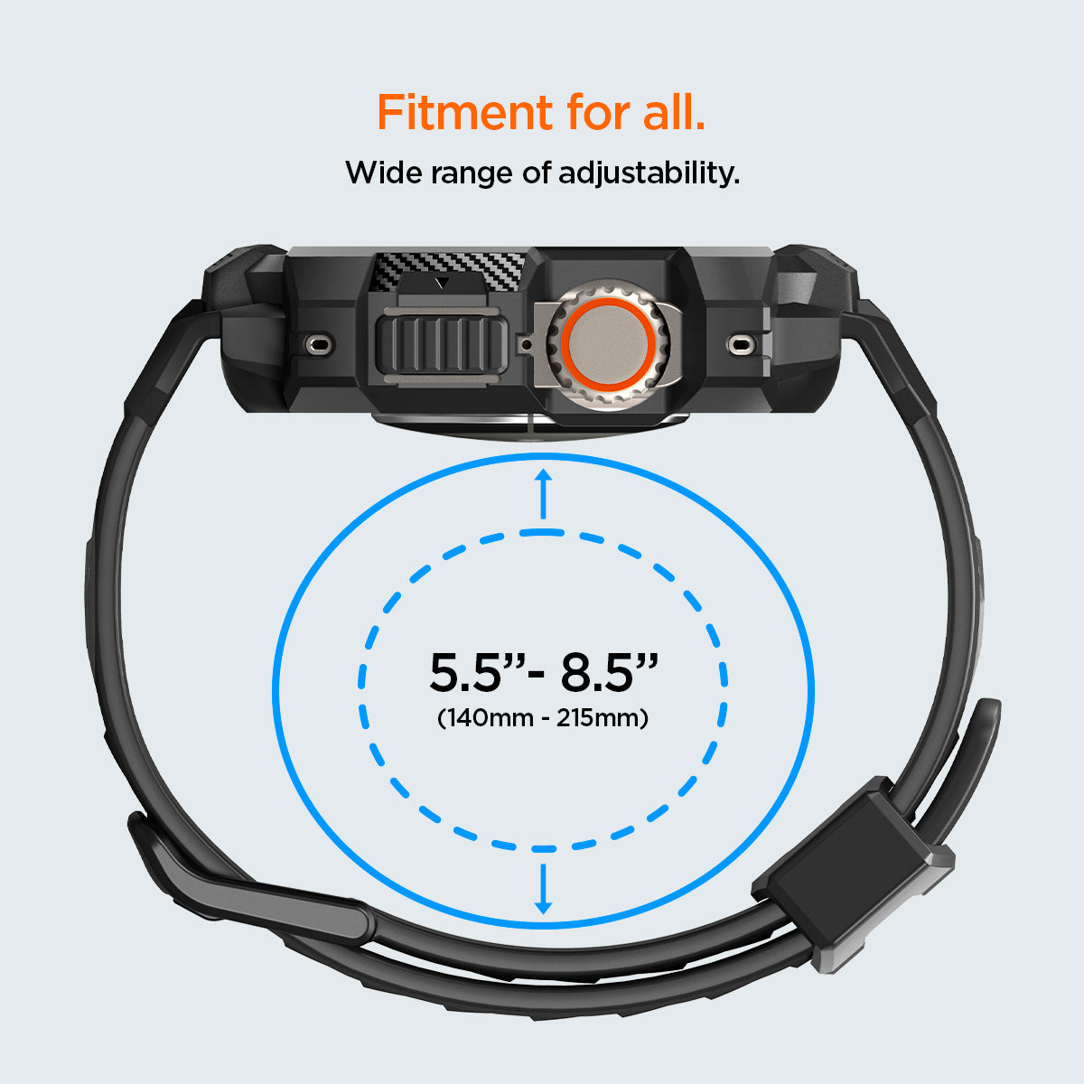 ACS05460 - Apple Watch Series (Apple Watch (49mm)) in matte black fitment for all, wide range (140mm-215mm) of adjustability.