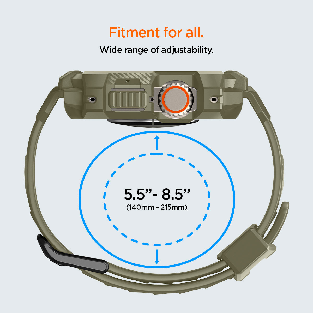 ACS05915 - Apple Watch Series (Apple Watch (49mm)) in vintage khaki fitment for all, wide range (140mm-215mm) of adjustability.
