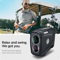 ACS04228 - Bushnell Pro XE Rangefinder AirTag Case in black showing the protection throughout each and every round 