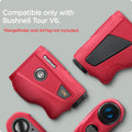 ACS07052 - Bushnell Tour V6 Rangefinder Case Silicone Fit AirTag in red showing the compatibility on with Bushnell Tour V6