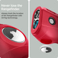 ACS07052 - Bushnell Tour V6 Rangefinder Case Silicone Fit AirTag in red showing the tracker to locate the Rangefinder with AirTag technology