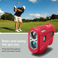 ACS07052 - Bushnell Tour V6 Rangefinder Case Silicone Fit AirTag in red showing the protection throughout each and every round