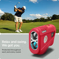 ACS07050 - Bushnell Tour V6 Shift Rangefinder Case Silicone Fit AirTag in red showing the protection throughout each and every round