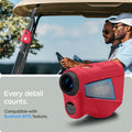 ACS07050 - Bushnell Tour V6 Shift Rangefinder Case Silicone Fit AirTag in red showing the compatibility with Bushnell BITE feature