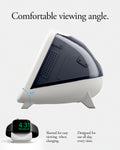 AMP09340 - Apple Watch Classic C1 Charger Stand in graphite comfortable viewing angle. Slanted or easy viewing when charging. Designed for use all day every time.