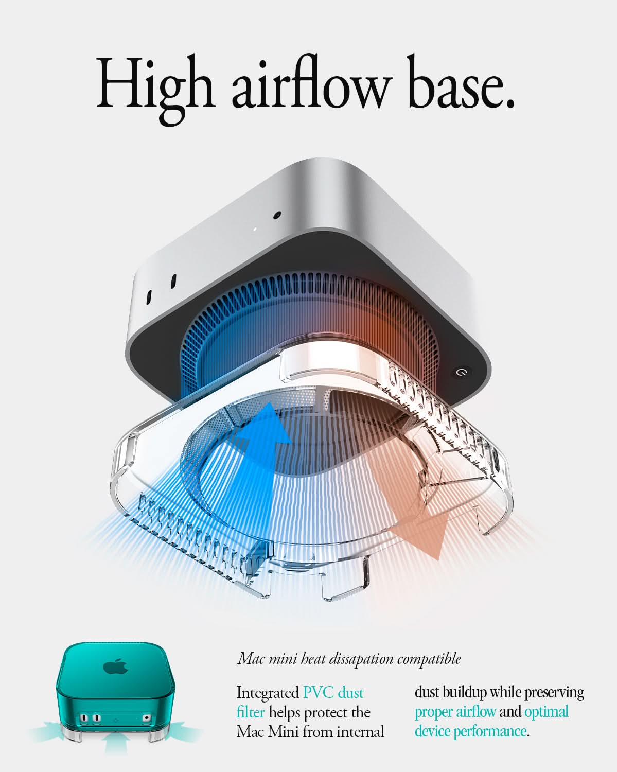 ACS09213 - Apple Mac Mini Stand | Classic C1 in Bondi Blue showing high airflow base.